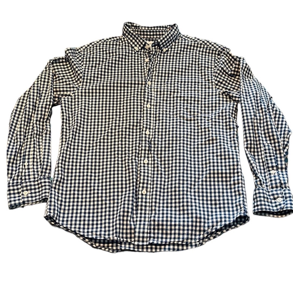 Old Navy everyday shirt slim fit button-down blue plaid size large